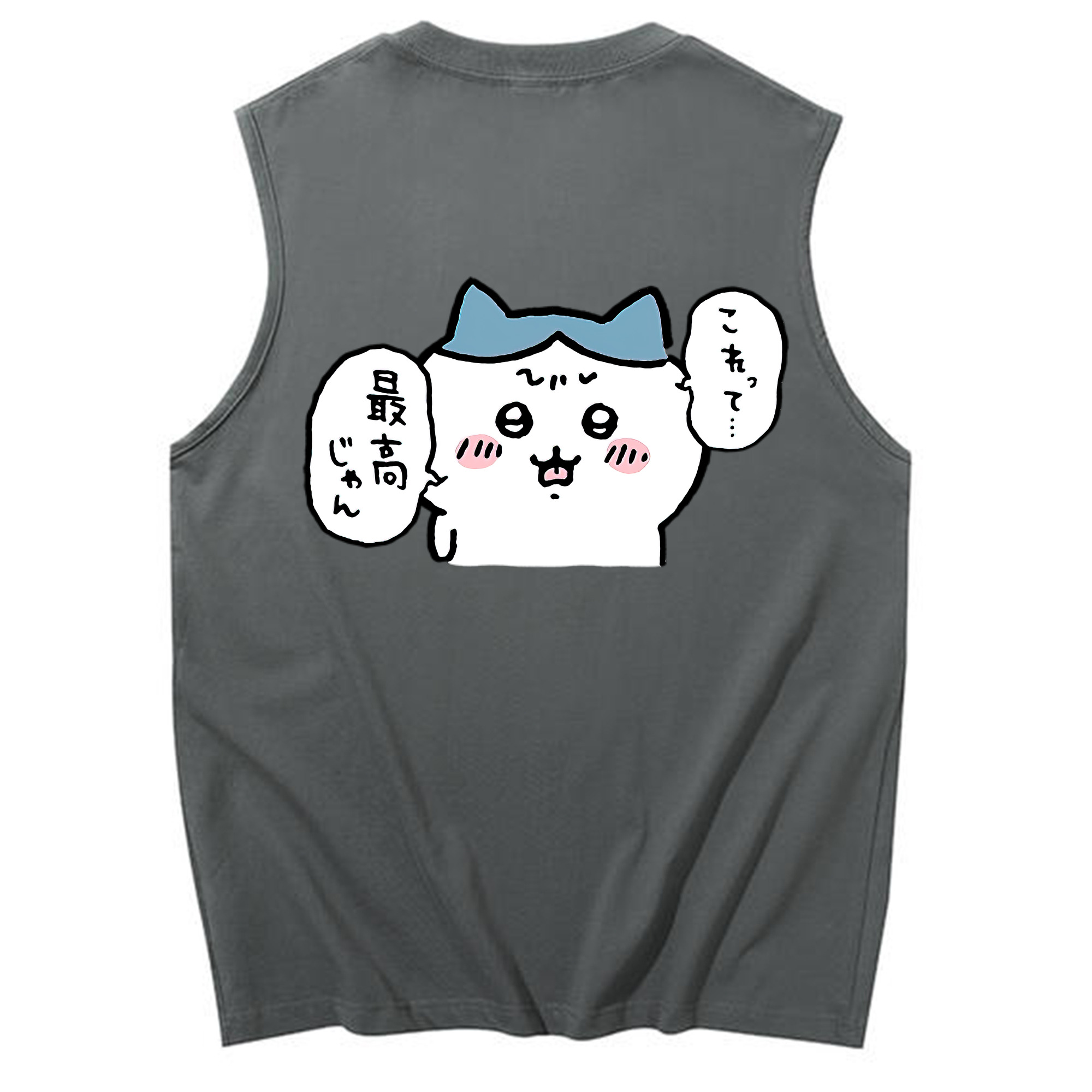 （画像用） ちいかわ ハチワレ Chii-kawa hachiware コットン100％タンクトップ（背面プリント）